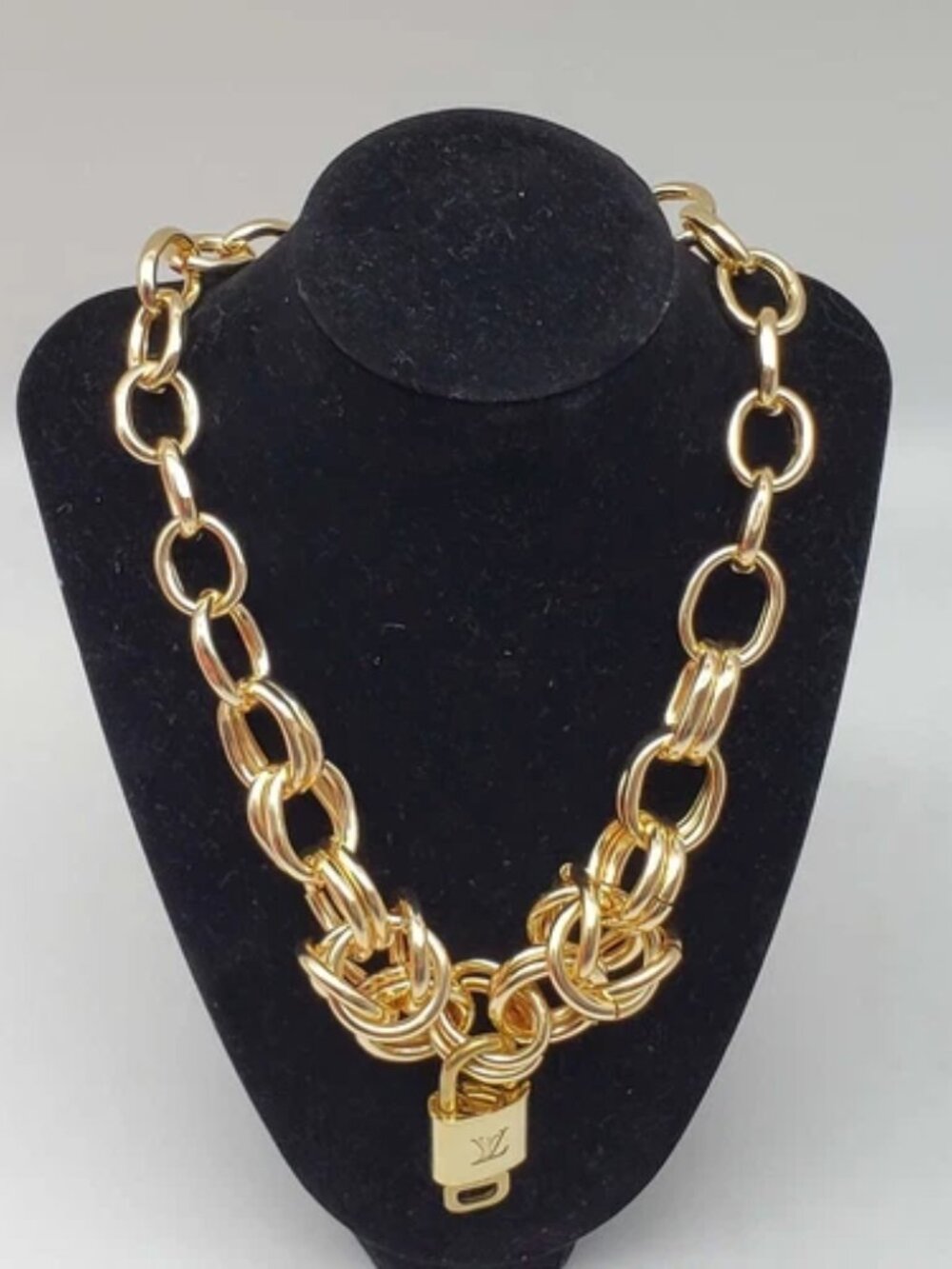 Gold-Plated Necklace with Authentic Louis Vuitton Padlock